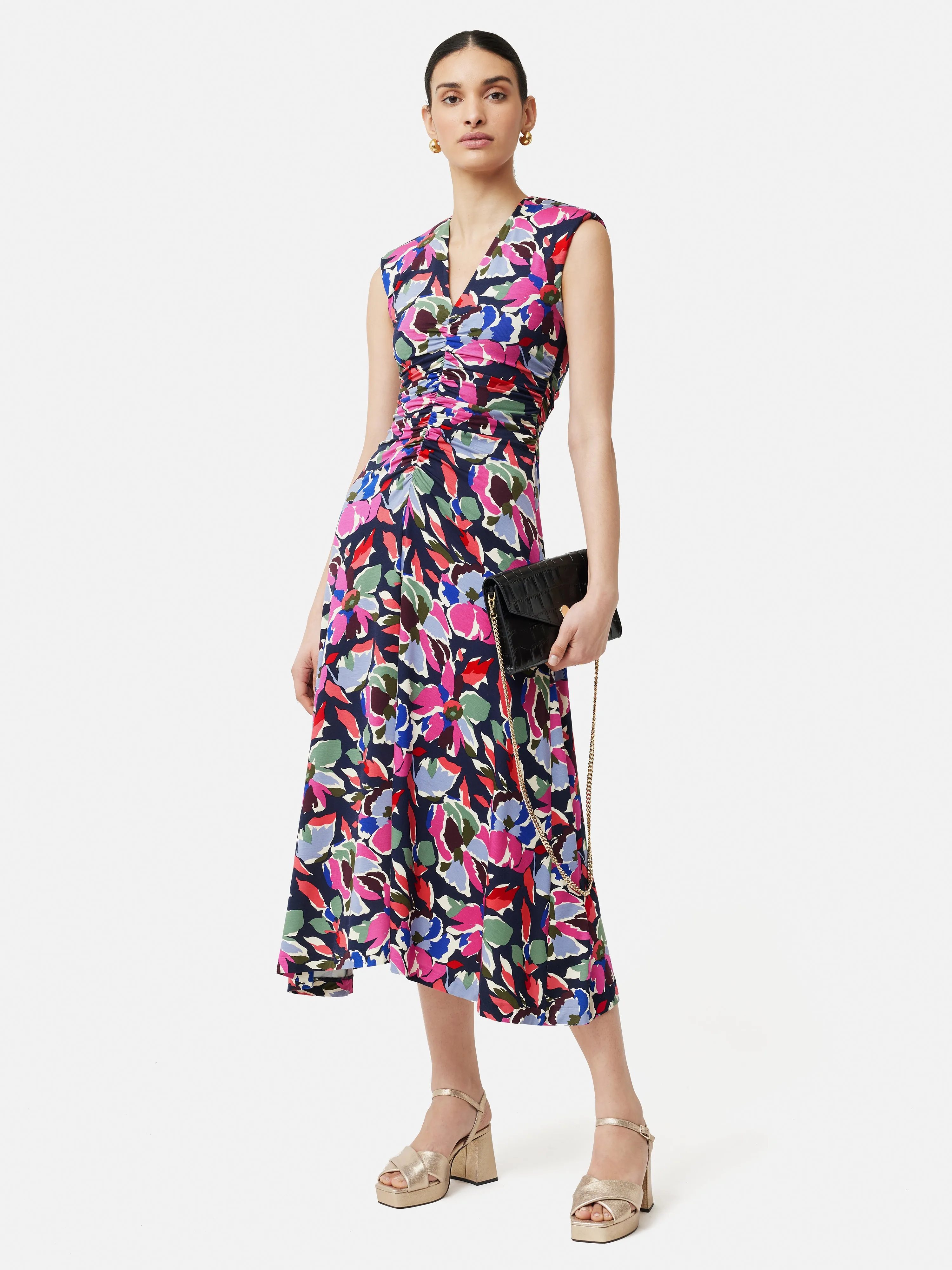 Graphic Pansy Jersey Dress | Multi