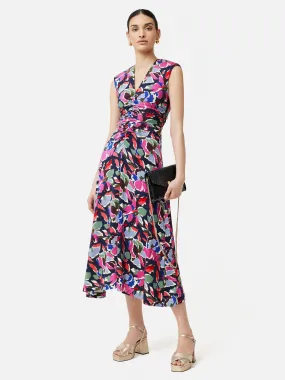Graphic Pansy Jersey Dress | Multi